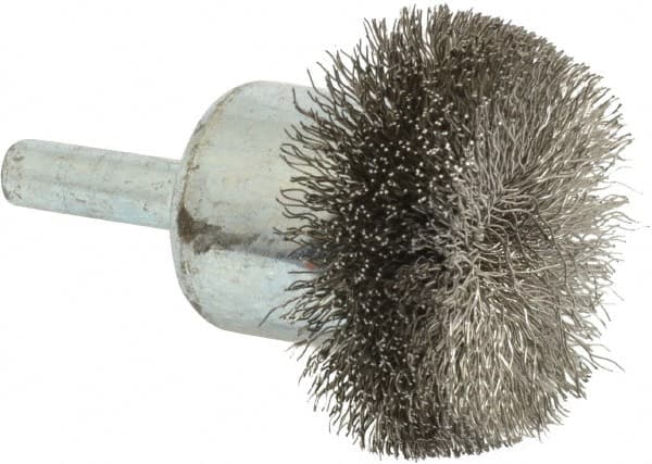 Anderson - 1-1/2" Brush Diam, Crimped, Flared End Brush - 1/4" Diam Shank, 20,000 Max RPM - Americas Industrial Supply