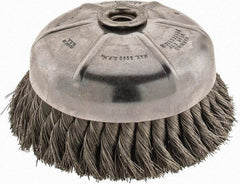 Anderson - 6" Diam, 5/8-11 Threaded Arbor, Stainless Steel Fill Cup Brush - 0.014 Wire Diam, 1-3/8" Trim Length, 6,600 Max RPM - Americas Industrial Supply