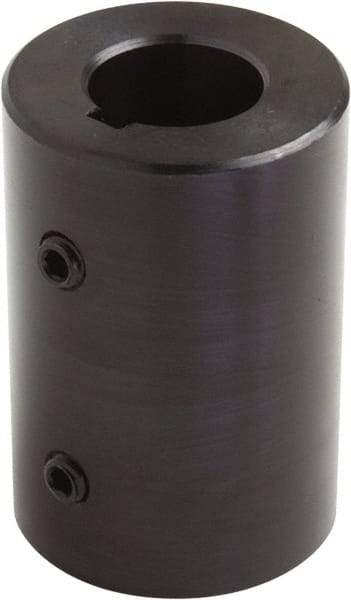 Climax Metal Products - 1-3/4" Inside x 2-3/4" Outside Diam, Set Screw Rigid Coupling with Keyway - 4-1/2" Long x 3/8" Keyway Width x 3/16" Keyway Depth - Americas Industrial Supply