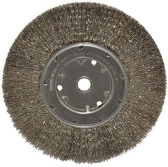 Anderson - 8" OD, 5/8" Arbor Hole, Crimped Stainless Steel Wheel Brush - 1/2" Face Width, 1-13/16" Trim Length, 0.0104" Filament Diam, 4,500 RPM - Americas Industrial Supply