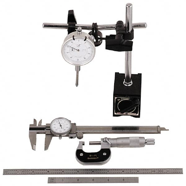 Value Collection - 6 Piece, Machinist Caliper and Micrometer Tool Kit - Americas Industrial Supply