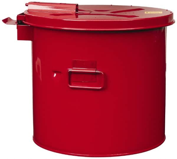 Justrite - 3.5 Gallon Capacity, Coated Steel, Red Wash Tank - 13 Inch High x 13-3/4 Inch Diameter, Includes Basket - Americas Industrial Supply