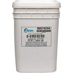 Made in USA - Coarse/Medium Grade Smooth Glass Bead - 40 to 60 Grit, 50 Lb Pail - Americas Industrial Supply
