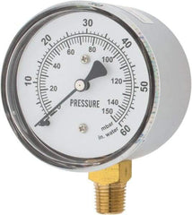 Gast - 1/4" NPT psi Pressure Gauge - 0-60 psi Pressure, 0-150 Millibars - Americas Industrial Supply