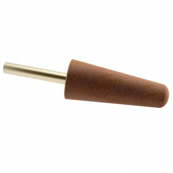 Grier Abrasives - 1" Head Diam x 2-3/4" Thickness, A3, Tree End, Aluminum Oxide Mounted Point - Brown, Very Coarse Grade, 36 Grit, 16,100 RPM - Americas Industrial Supply