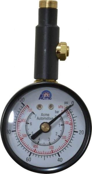 Acme - 0 to 100 psi Dial Straight Tire Pressure Gauge - Closed Check - Americas Industrial Supply