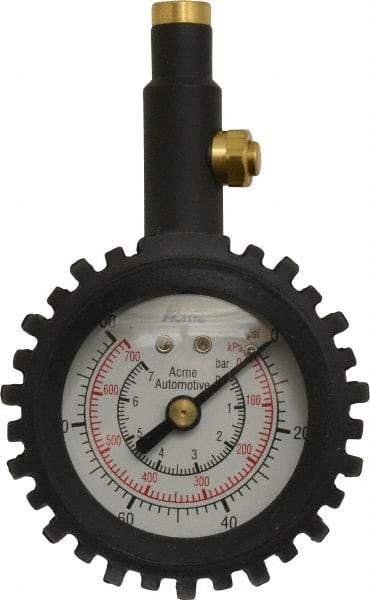 Acme - 0 to 100 psi Dial Straight Tire Pressure Gauge - Closed Check - Americas Industrial Supply