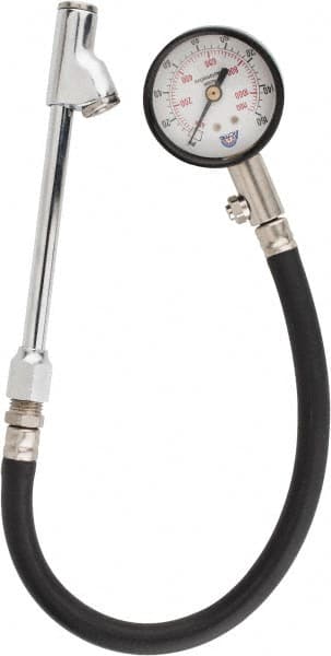 Acme - 0 to 160 psi Dial Straight Dual Tire Pressure Gauge - Closed Check, 12' Hose Length - Americas Industrial Supply