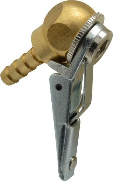 Acme - Closed Check Brass/Steel Air Chuck - Ball Foot with Clip Chuck, 1/4 Barbed - Americas Industrial Supply