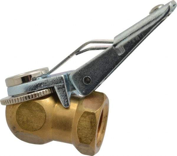 Acme - Closed Check Brass/Steel Air Chuck - Ball Foot with Clip Chuck, 1/4 FPT - Americas Industrial Supply