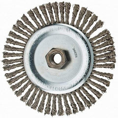 Anderson - 6" OD, 5/8-11 Arbor Hole, Knotted Stainless Steel Wheel Brush - 3/16" Face Width, 1-1/8" Trim Length, 0.02" Filament Diam, 12,500 RPM - Americas Industrial Supply