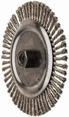 Anderson - 6-7/8" OD, 5/8-11 Arbor Hole, Knotted Stainless Steel Wheel Brush - 3/16" Face Width, 1-1/4" Trim Length, 0.02" Filament Diam, 9,000 RPM - Americas Industrial Supply