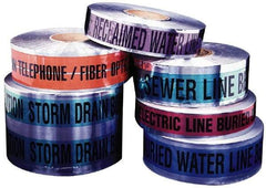 Presco - Caution: Buried Gas Line Below, Detectable Underground Tape - 1,000 Ft. Long x 3 Inch Wide Roll, Polyethylene on Aluminum, 5 mil Thick, Black and Yellow - Americas Industrial Supply