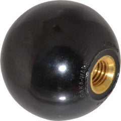 Gibraltar - M12x1.75x17 Thread, 1-15/16" Diam, 1-27/32" High, Female Insert Ball Knob - Black, Phenolic, Smooth Grip, 17mm Hole Depth - Americas Industrial Supply