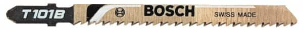 Bosch - 4" Long, 14 Teeth per Inch, High Speed Steel Jig Saw Blade - Toothed Edge, 0.28" Wide x 0.05" Thick, T-Shank, Ground Taper Tooth Set - Americas Industrial Supply