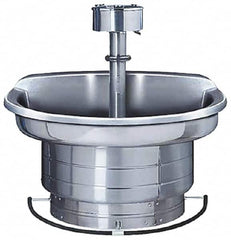 Bradley - Semi-Circular, Foot-Controlled, Internal Drain, 54" Diam, 4 Person Capacity, Stainless Steel, Wash Fountain - 3 GPM, 9" Bowl Depth, 28" High, 304 Material Grade - Americas Industrial Supply