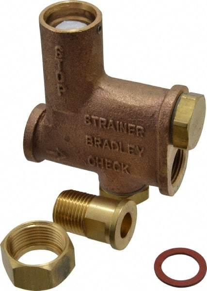 Bradley - Wash Fountain Combination Stop Strainer & Check Valve - For Use with Bradley Foot-Controlled Wash Fountains - Americas Industrial Supply