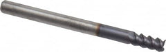 Accupro - 1/8", 1/4" LOC, 1/8" Shank Diam, 1-1/2" OAL, 3 Flute, Solid Carbide Square End Mill - Single End, AlTiN Finish, Spiral Flute, 60° Helix, Centercutting, Right Hand Cut, Right Hand Flute - Americas Industrial Supply
