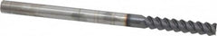Accupro - 1/4", 1-1/4" LOC, 1/4" Shank Diam, 4" OAL, 3 Flute, Solid Carbide Square End Mill - Single End, AlTiN Finish, Spiral Flute, 60° Helix, Centercutting, Right Hand Cut, Right Hand Flute - Americas Industrial Supply
