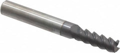 Accupro - 9/32", 13/16" LOC, 5/16" Shank Diam, 2-1/2" OAL, 3 Flute, Solid Carbide Square End Mill - Single End, AlTiN Finish, Spiral Flute, 60° Helix, Centercutting, Right Hand Cut, Right Hand Flute - Americas Industrial Supply