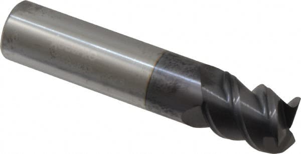 Accupro - 5/8", 3/4" LOC, 5/8" Shank Diam, 3" OAL, 3 Flute, Solid Carbide Square End Mill - Single End, AlTiN Finish, Spiral Flute, 60° Helix, Centercutting, Right Hand Cut, Right Hand Flute - Americas Industrial Supply
