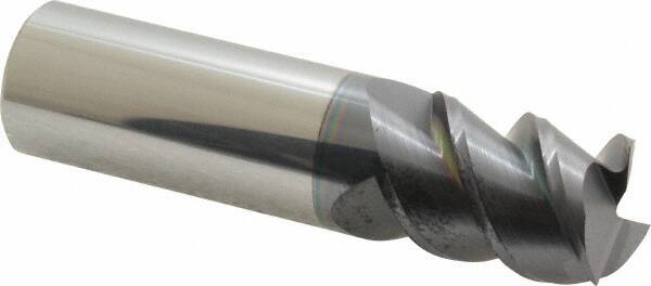 Accupro - 3/4", 1" LOC, 3/4" Shank Diam, 3" OAL, 3 Flute, Solid Carbide Square End Mill - Single End, AlTiN Finish, Spiral Flute, 60° Helix, Centercutting, Right Hand Cut, Right Hand Flute - Americas Industrial Supply