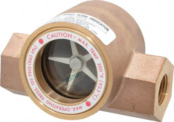 Dwyer - 1/2 Inch, Bronze Body Sight Flow Indicator - 125 Max psi, 4 Inch Overall Length, 200°F - Americas Industrial Supply