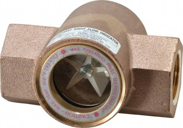 Dwyer - 1 Inch, Bronze Body Sight Flow Indicator - 125 Max psi, 4-3/8 Inch Overall Length, 200°F - Americas Industrial Supply