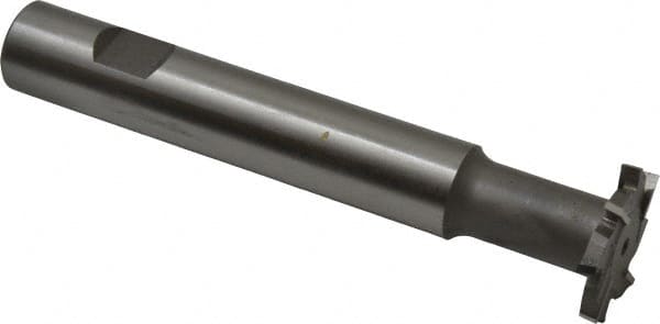 Made in USA - 1-1/4" Cut Diam, 3/16" Cut Width, 19/32" Neck Diam, 3/4" Shank Diam, 5-1/8" OAL, M42 Cobalt T-Slot Cutter - Uncoated, Staggered Teeth, 8 Teeth, Weldon Flat - Americas Industrial Supply