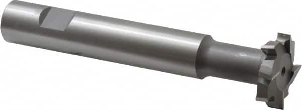 Made in USA - 1-1/4" Cut Diam, 5/16" Cut Width, 19/32" Neck Diam, 3/4" Shank Diam, 5-1/8" OAL, M42 Cobalt T-Slot Cutter - Uncoated, Staggered Teeth, 8 Teeth, Weldon Flat - Americas Industrial Supply