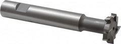 Made in USA - 1-1/4" Cut Diam, 5/16" Cut Width, 19/32" Neck Diam, 3/4" Shank Diam, 5-1/8" OAL, M42 Cobalt T-Slot Cutter - Uncoated, Staggered Teeth, 8 Teeth, Weldon Flat - Americas Industrial Supply