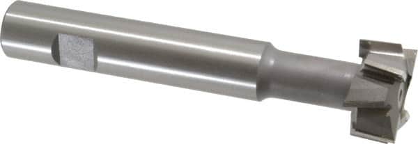 Made in USA - 1-1/4" Cut Diam, 5/8" Cut Width, 19/32" Neck Diam, 3/4" Shank Diam, 5-1/8" OAL, M42 Cobalt T-Slot Cutter - Uncoated, Staggered Teeth, 8 Teeth, Weldon Flat - Americas Industrial Supply