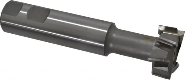 Made in USA - 1-1/2" Cut Diam, 5/8" Cut Width, 23/32" Neck Diam, 1" Shank Diam, 5-5/16" OAL, M42 Cobalt T-Slot Cutter - Uncoated, Staggered Teeth, 8 Teeth, Weldon Flat - Americas Industrial Supply