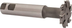Made in USA - 2" Cut Diam, 1/4" Cut Width, 51/64" Neck Diam, 1" Shank Diam, 5-11/16" OAL, M42 Cobalt T-Slot Cutter - Uncoated, Staggered Teeth, 10 Teeth, Weldon Flat - Americas Industrial Supply