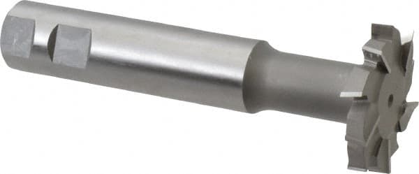 Made in USA - 2" Cut Diam, 3/8" Cut Width, 51/64" Neck Diam, 1" Shank Diam, 5-11/16" OAL, M42 Cobalt T-Slot Cutter - Uncoated, Staggered Teeth, 10 Teeth, Weldon Flat - Americas Industrial Supply