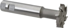 Made in USA - 2" Cut Diam, 3/8" Cut Width, 51/64" Neck Diam, 1" Shank Diam, 5-11/16" OAL, M42 Cobalt T-Slot Cutter - Uncoated, Staggered Teeth, 10 Teeth, Weldon Flat - Americas Industrial Supply
