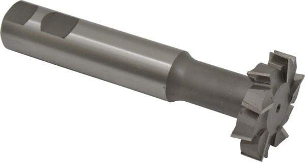 Made in USA - 2" Cut Diam, 1/2" Cut Width, 51/64" Neck Diam, 1" Shank Diam, 5-11/16" OAL, M42 Cobalt T-Slot Cutter - Uncoated, Staggered Teeth, 10 Teeth, Weldon Flat - Americas Industrial Supply