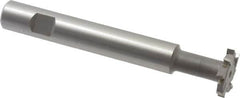 Made in USA - 1" Cut Diam, 3/16" Cut Width, 7/16" Neck Diam, 5/8" Shank Diam, 4-15/16" OAL, M2 High Speed Steel T-Slot Cutter - Uncoated, Staggered Teeth, 8 Teeth, Weldon Flat - Americas Industrial Supply