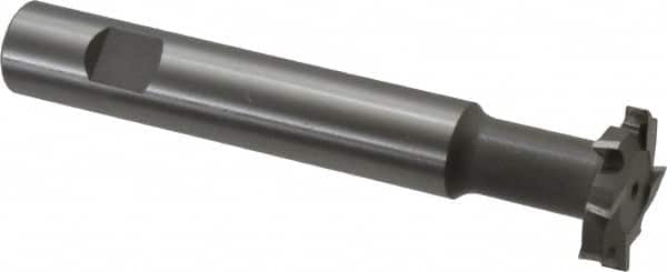 Made in USA - 1-1/4" Cut Diam, 1/4" Cut Width, 19/32" Neck Diam, 3/4" Shank Diam, 5-1/8" OAL, M2 High Speed Steel T-Slot Cutter - Uncoated, Staggered Teeth, 8 Teeth, Weldon Flat - Americas Industrial Supply