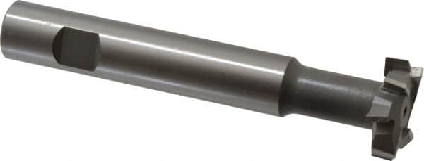 Made in USA - 1-1/4" Cut Diam, 3/8" Cut Width, 19/32" Neck Diam, 3/4" Shank Diam, 5-1/8" OAL, M2 High Speed Steel T-Slot Cutter - Uncoated, Staggered Teeth, 8 Teeth, Weldon Flat - Americas Industrial Supply