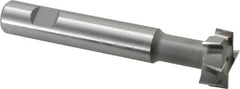 Made in USA - 1-1/4" Cut Diam, 1/2" Cut Width, 19/32" Neck Diam, 3/4" Shank Diam, 5-1/8" OAL, M2 High Speed Steel T-Slot Cutter - Uncoated, Staggered Teeth, 8 Teeth, Weldon Flat - Americas Industrial Supply