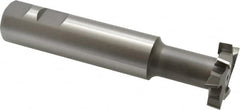 Made in USA - 1-1/2" Cut Diam, 3/8" Cut Width, 23/32" Neck Diam, 1" Shank Diam, 5-5/16" OAL, M2 High Speed Steel T-Slot Cutter - Uncoated, Staggered Teeth, 8 Teeth, Weldon Flat - Americas Industrial Supply