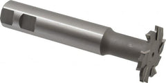 Made in USA - 2" Cut Diam, 3/16" Cut Width, 51/64" Neck Diam, 1" Shank Diam, 5-11/16" OAL, M2 High Speed Steel T-Slot Cutter - Uncoated, Staggered Teeth, 10 Teeth, Weldon Flat - Americas Industrial Supply