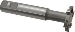 Made in USA - 2" Cut Diam, 3/8" Cut Width, 51/64" Neck Diam, 1" Shank Diam, 5-11/16" OAL, M2 High Speed Steel T-Slot Cutter - Uncoated, Staggered Teeth, 10 Teeth, Weldon Flat - Americas Industrial Supply