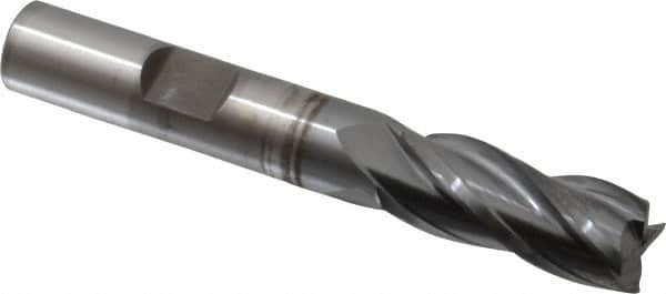 OSG - 13/32", 1" LOC, 3/8" Shank Diam, 2-11/16" OAL, 4 Flute, Vanadium High Speed Steel Square End Mill - Single End, TiCN Finish, Spiral Flute, 30° Helix, Centercutting, Right Hand Cut, Right Hand Flute, Series 574 - Americas Industrial Supply
