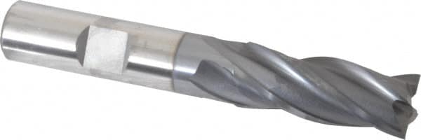 OSG - 17/32", 1-3/8" LOC, 1/2" Shank Diam, 3-3/8" OAL, 4 Flute, Vanadium High Speed Steel Square End Mill - Single End, TiCN Finish, Spiral Flute, 30° Helix, Centercutting, Right Hand Cut, Right Hand Flute, Series 574 - Americas Industrial Supply