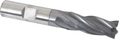 OSG - 17/32", 1-3/8" LOC, 1/2" Shank Diam, 3-3/8" OAL, 4 Flute, Vanadium High Speed Steel Square End Mill - Single End, TiCN Finish, Spiral Flute, 30° Helix, Centercutting, Right Hand Cut, Right Hand Flute, Series 574 - Americas Industrial Supply