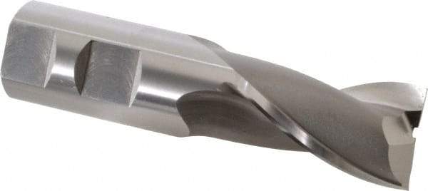 OSG - 1", 1-5/8" LOC, 1" Shank Diam, 4-1/8" OAL, 2 Flute, Vanadium High Speed Steel Square End Mill - Single End, Uncoated, Spiral Flute, 30° Helix, Centercutting, Right Hand Cut, Right Hand Flute, Series 573 - Americas Industrial Supply