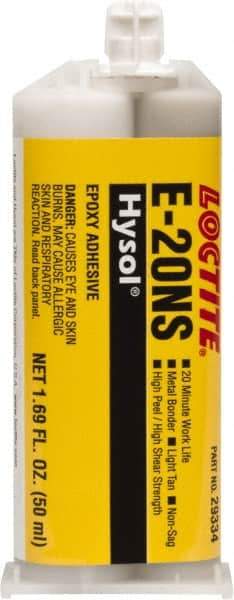 Loctite - 50 mL Cartridge Two Part Epoxy - 20 min Working Time, 2,790 psi Shear Strength, Series E-20NS - Americas Industrial Supply