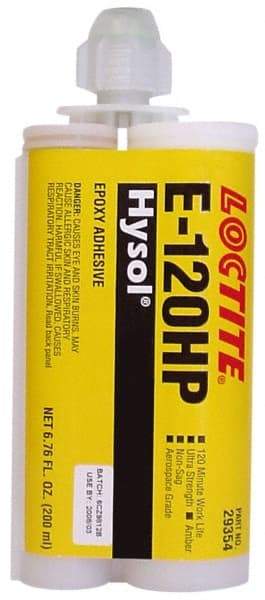 Loctite - 200 mL Cartridge Two Part Epoxy - 120 min Working Time, 4,800 psi Shear Strength, Series E-120HP - Americas Industrial Supply